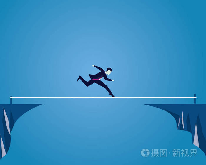 商人在绳上行走.经营理念风险挑战