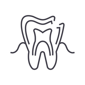 龋齿矢量线图标 标志 插图背景，可编辑笔触