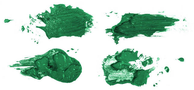 涂抹在白色背景上的绿松石油画颜料.设置照片