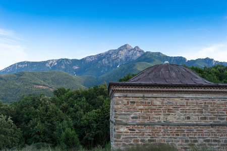 希腊非常古老的教堂在山上阿托斯, Chalkidiki, 希腊