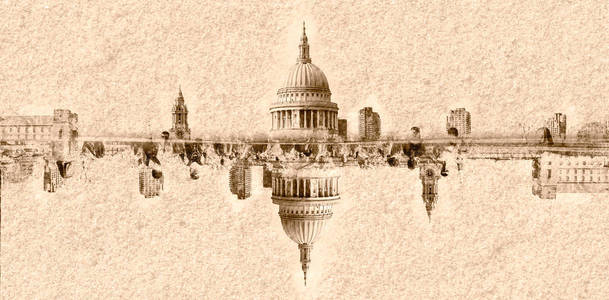 抽象视觉的伦敦圣保罗大教堂的圆顶