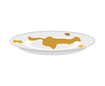 孤立的脏盘子.不洁的菜肴.矢量图照片