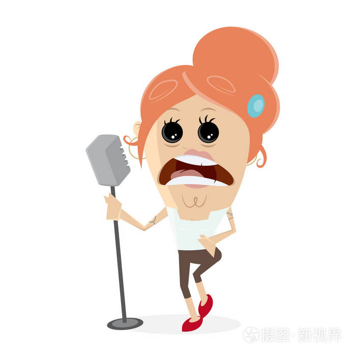 在麦克风上的女歌手