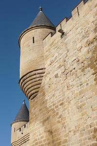 古色古香的城堡的城垛详细澳力特，纳瓦拉。西班牙