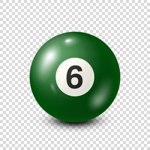 台球，绿色游泳池球号码 6.Snooker。透明背景。矢量图