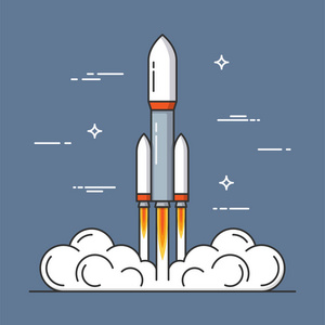 发射概念火箭的发射.项目启动.细线概念照片