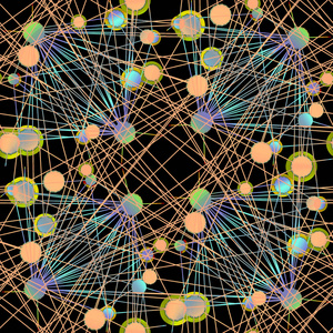 复杂的环形图案连接与线橙色光蓝紫色石灰绿色黑色照片