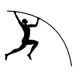 撑杆跳的剪影运动员与白色背景艺术创意现代向量元素为设计一个孤立极