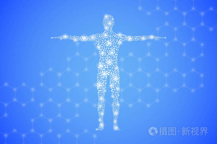 与dna 分子的人体.医学, 科学和技术的概念.插图
