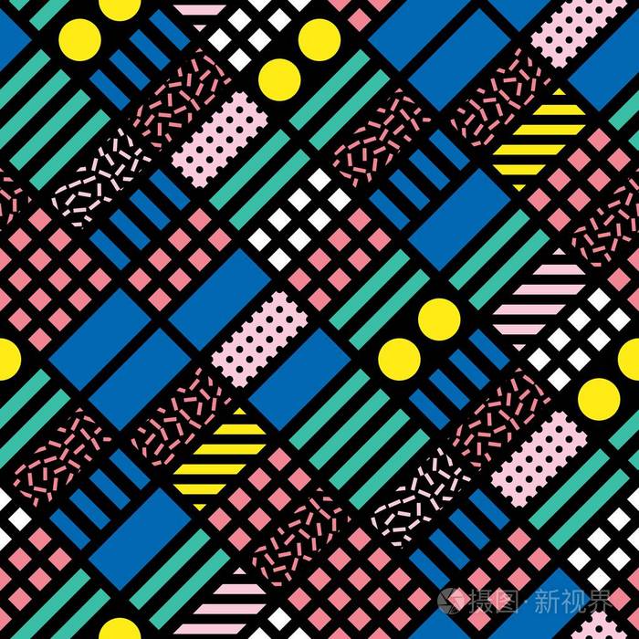 装饰的几何形状,平铺.多色的不规则图案.抽象的彩色背景.