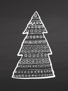 黑板上的圣诞树图案设计