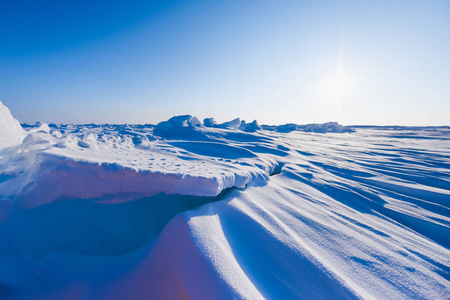 在北极雪平原雪多维数据集模式雪花线营 Barneo