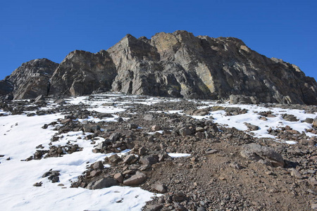 山雪景冬季在圣地亚哥，智利