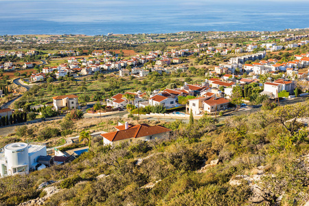 村庄在塞浦路斯的全景视图