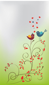 可爱回力卡通鸟在向量中的花朵