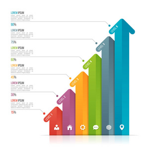 数据可视化的箭头图表模板。6 选项 乐