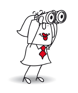 女商人视图用双筒望远镜照片