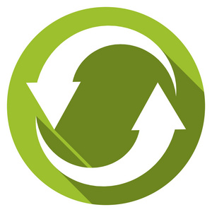 在绿色回收的孤立平面按钮 图标