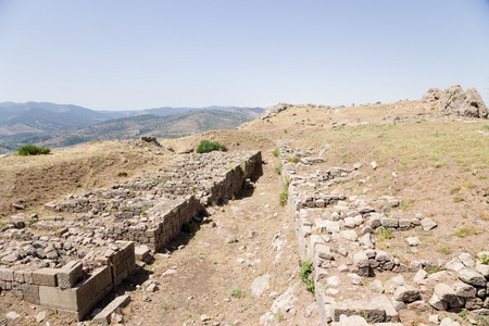 雅典卫城的别迦摩，土耳其。发掘的古代遗址考古区