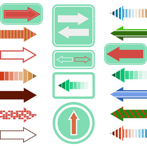 一套不同的颜色和纹理的箭头图标