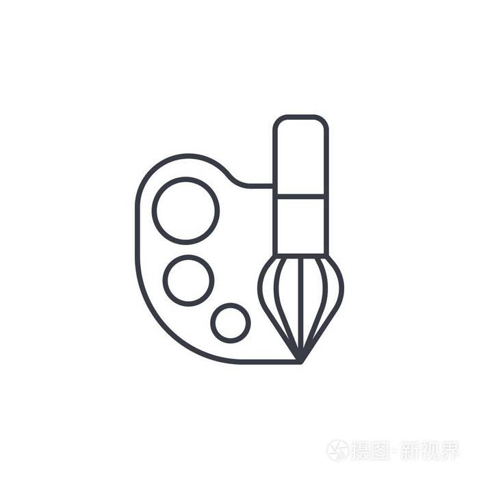 调色板和画笔细线图标插画-正版商用图片0v38gm-摄图新视界