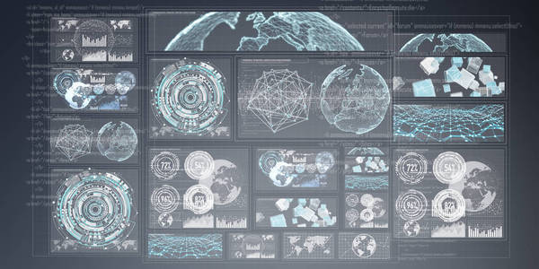 3d 渲染数字图表和图形全息屏幕