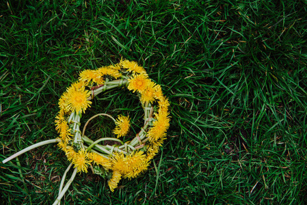 草地上的黄色花花环