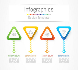 您的业务数据与 4 选项 零件 步骤 时间线或过程的信息图表设计元素。矢量图