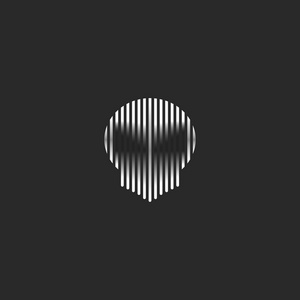 骷髅 logo 条纹样式 grunge 插图的精神阴影。在深色背景上的黑色和白色细线幻像头部形状