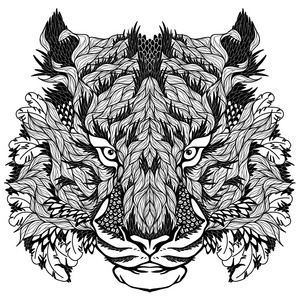 老虎面具老虎头纹身照片