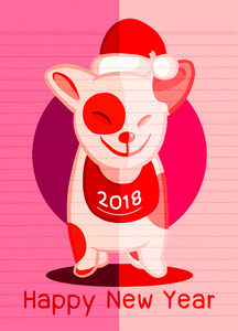 2018 快乐新年贺卡。圣诞节矢量图