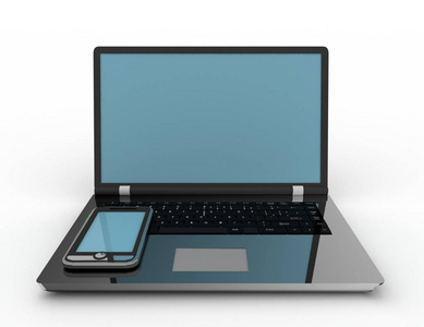 笔记本电脑和智能手机。3d 呈现的 illustrarion