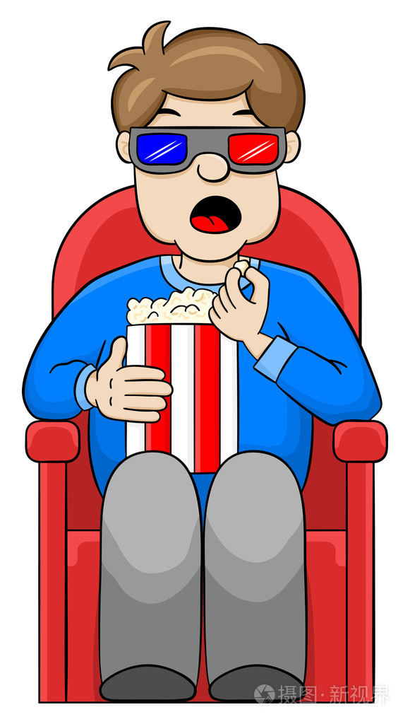 男人观看 3d 电影在一家电影院
