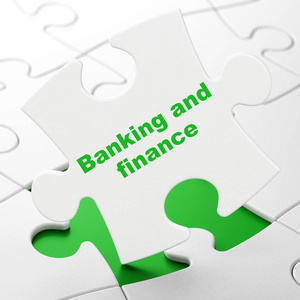银行概念 银行和金融上拼图背景