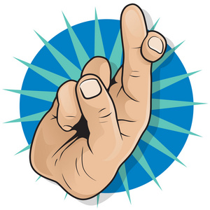 承诺漫画复古波普艺术手指交叉的标志照片