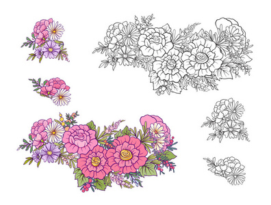 套的颜色和轮廓束鲜花