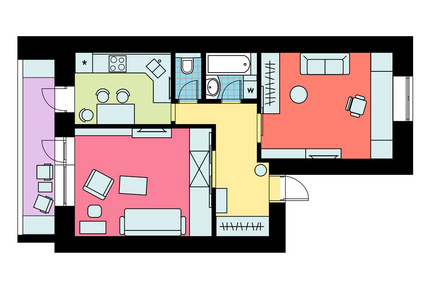 计划的安排与家具一卧室公寓图片