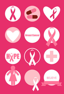 乳腺癌的认识卡设计。矢量图