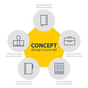 矢量图的 5 工具图标。可编辑包档案 活页夹 本抄写本和其他元素