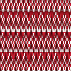 红色和白色的三角形堆栈与白色条纹的编织图案