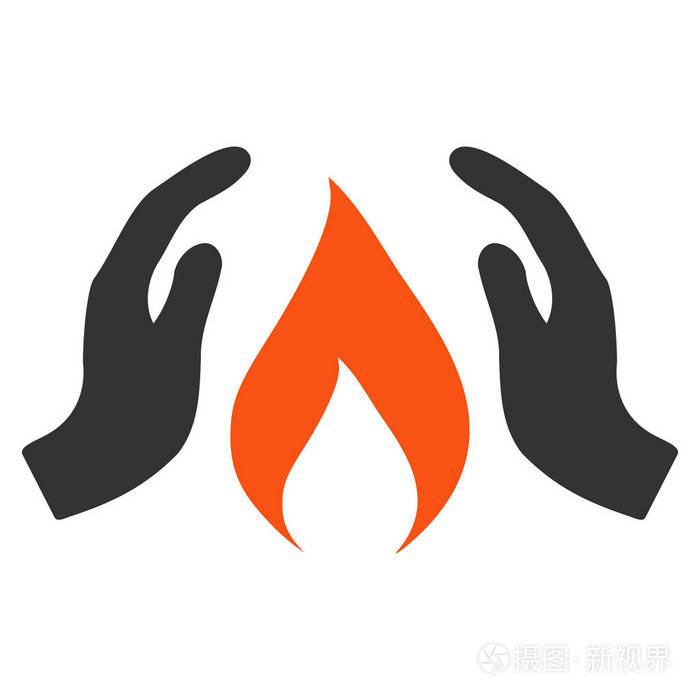 温暖的手平面图标