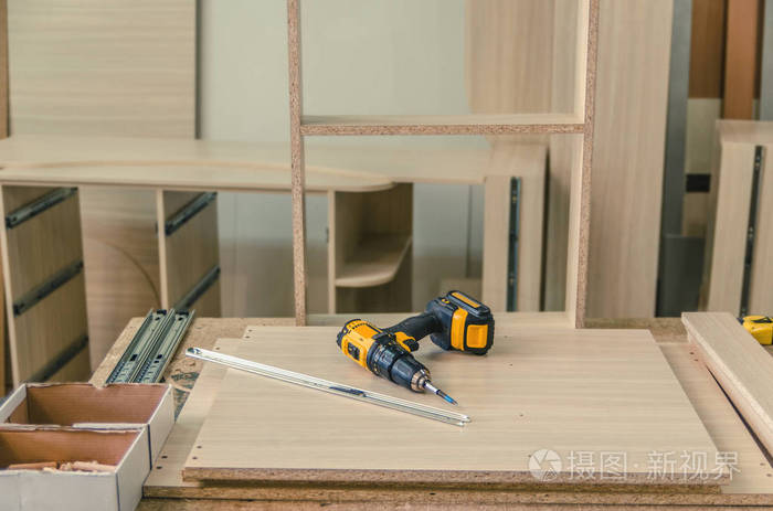 组装的家具特写