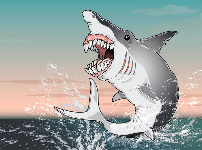 鲨鱼海洋跳跃插画-正版商用图片0v4fzv-摄图新视界