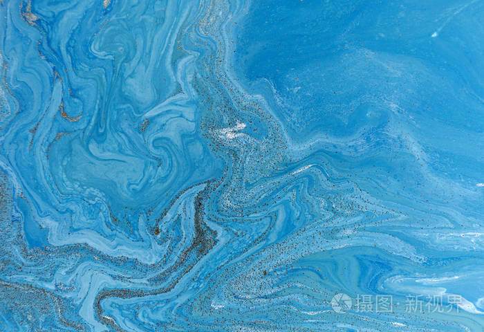 大理石的蓝色和金色的抽象背景 液体的大理石模式照片 正版商用图片0v4g8r 摄图新视界