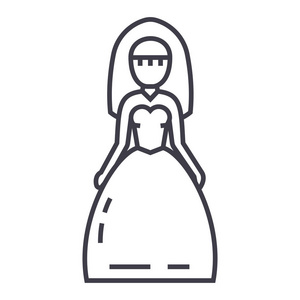 新娘标志矢量线图标 标志 插图背景，可编辑笔触