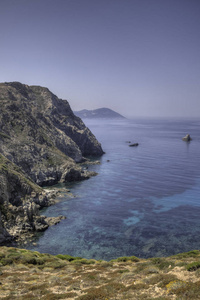 美丽的海景在科西嘉岛的视图