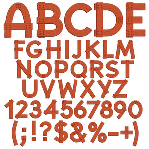 字母 字母 数字和标志从木板。孤立的矢量对象