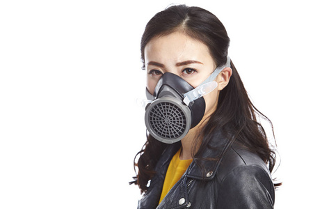 防毒面具女图片