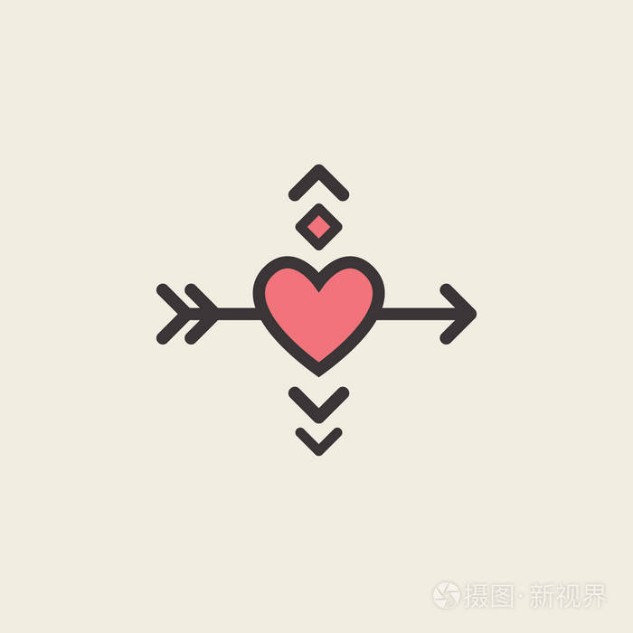 浪漫的图形元素的心和箭头.徽标的爱矢量图