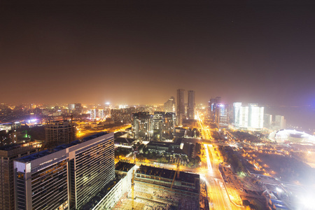 天际线交通和建筑的现代城市杭州
